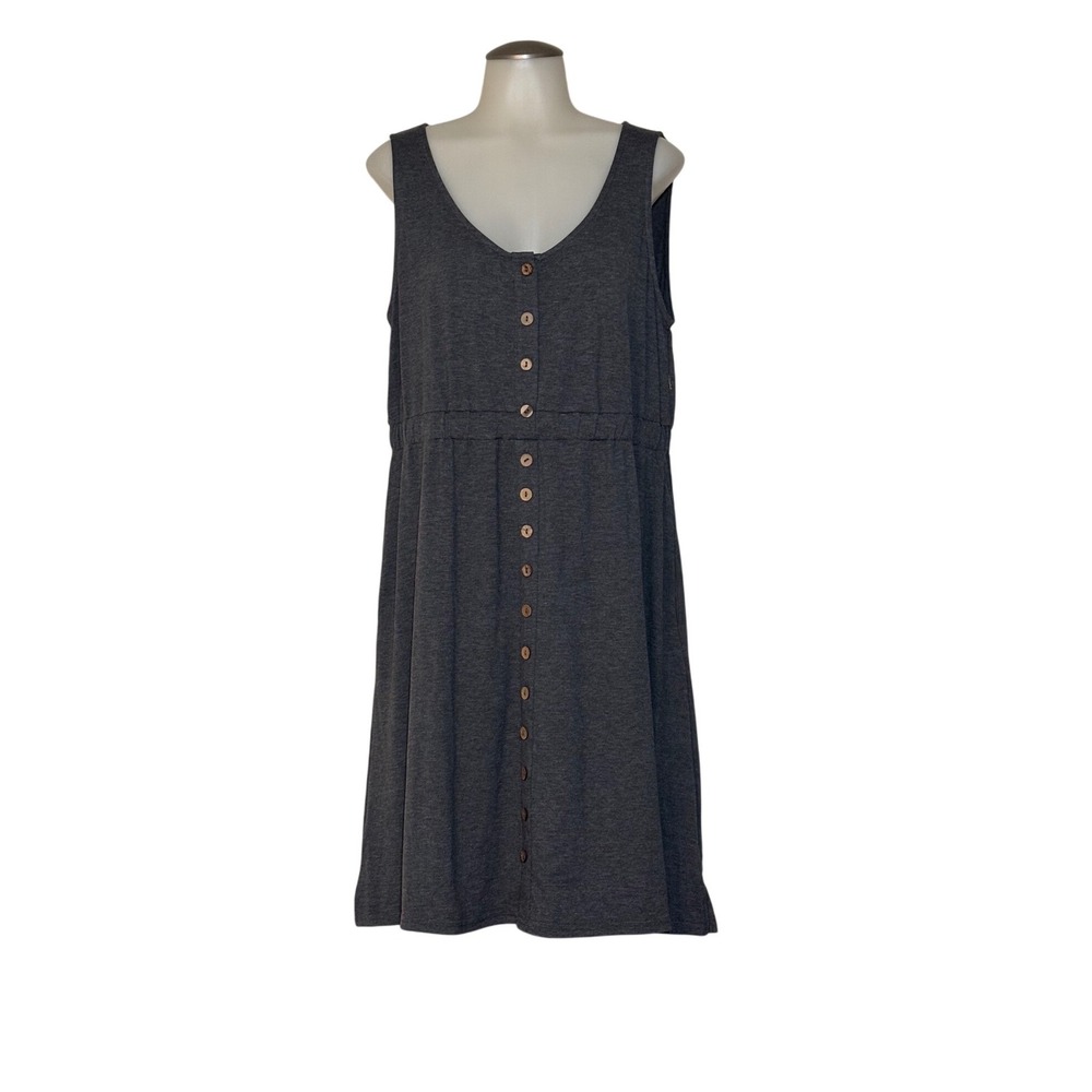 BTFBM Knit Sleeveless Dress Women XL Grey Button Front Elastic Waist New w/ tag